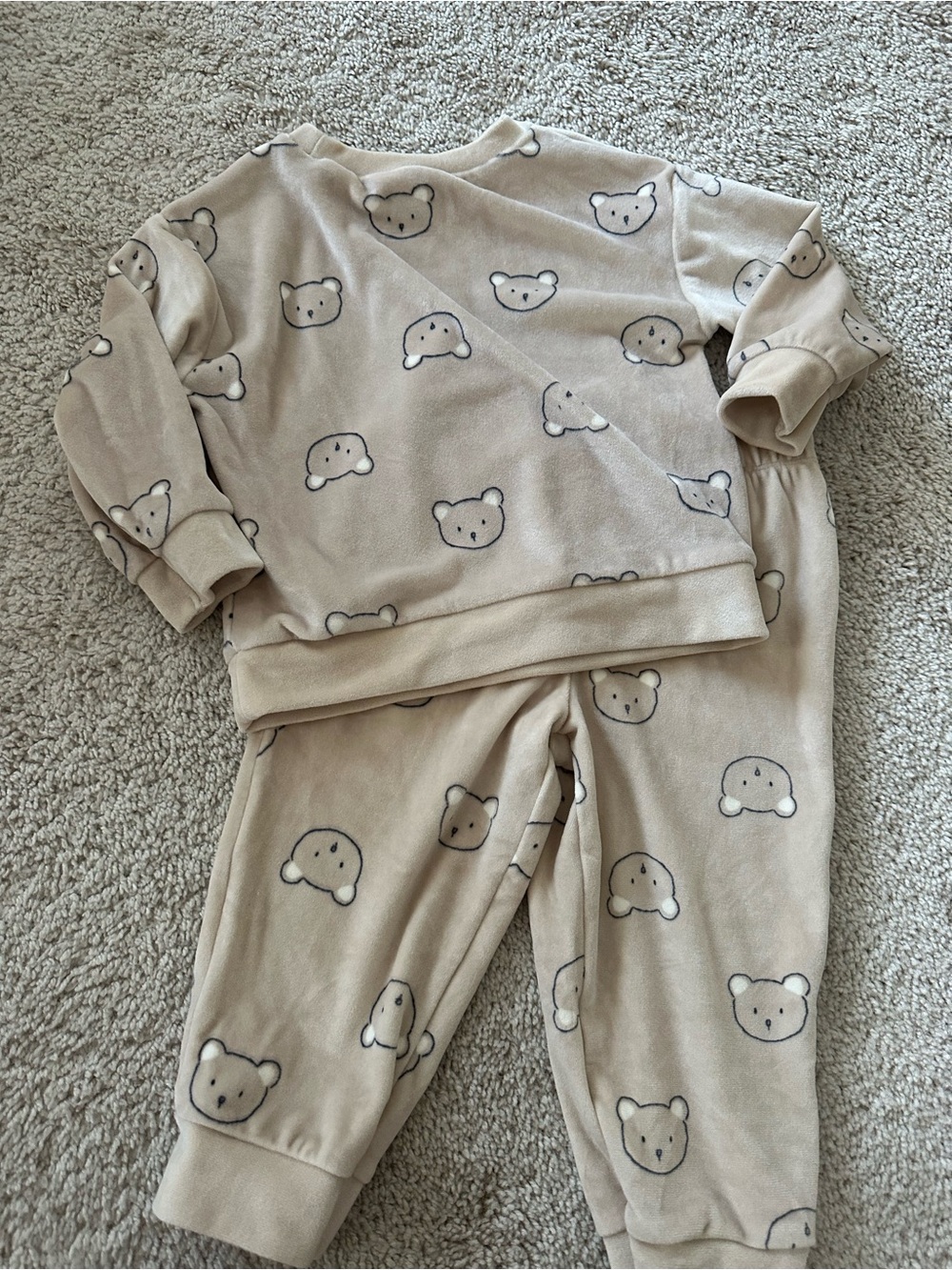 Carter's Beige Bear Print Fleece Pajama Set